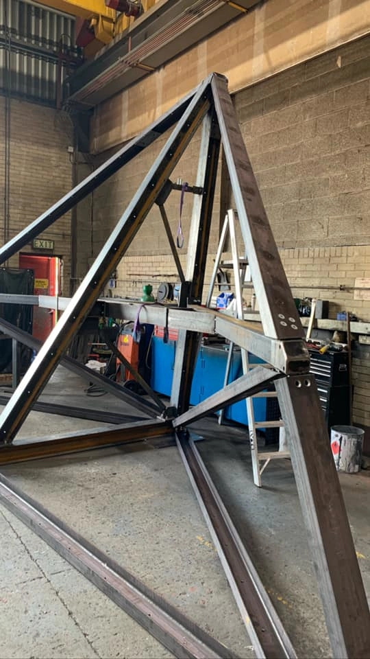 Architectural steel fabrication being made in our workshop, ready for paint and installation.