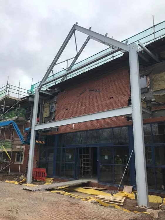 Fabricating architectural steel for a building in Ruddington, Nottingham