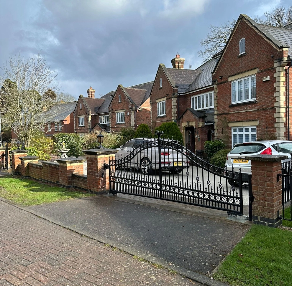Drive way gates completed and installed, right hand view.