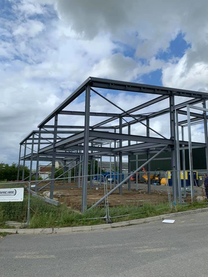 our engineers start fabricating this building onsite, ready for the roof and paneling.