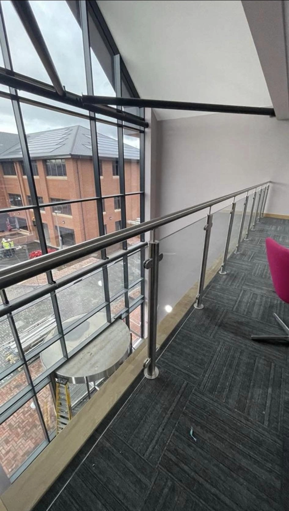 A Glass and stainless steel Balustrade