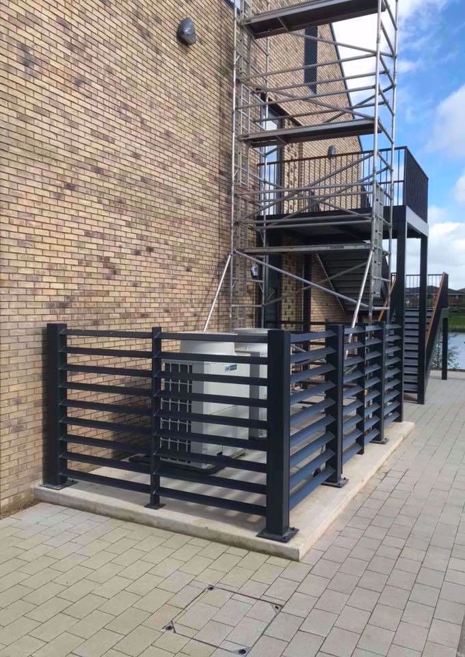 Machine guard with access platform providing safety while allowing clean airflow