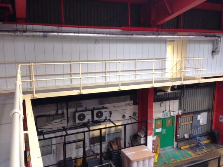 showing a mezzanine corner walkway.
