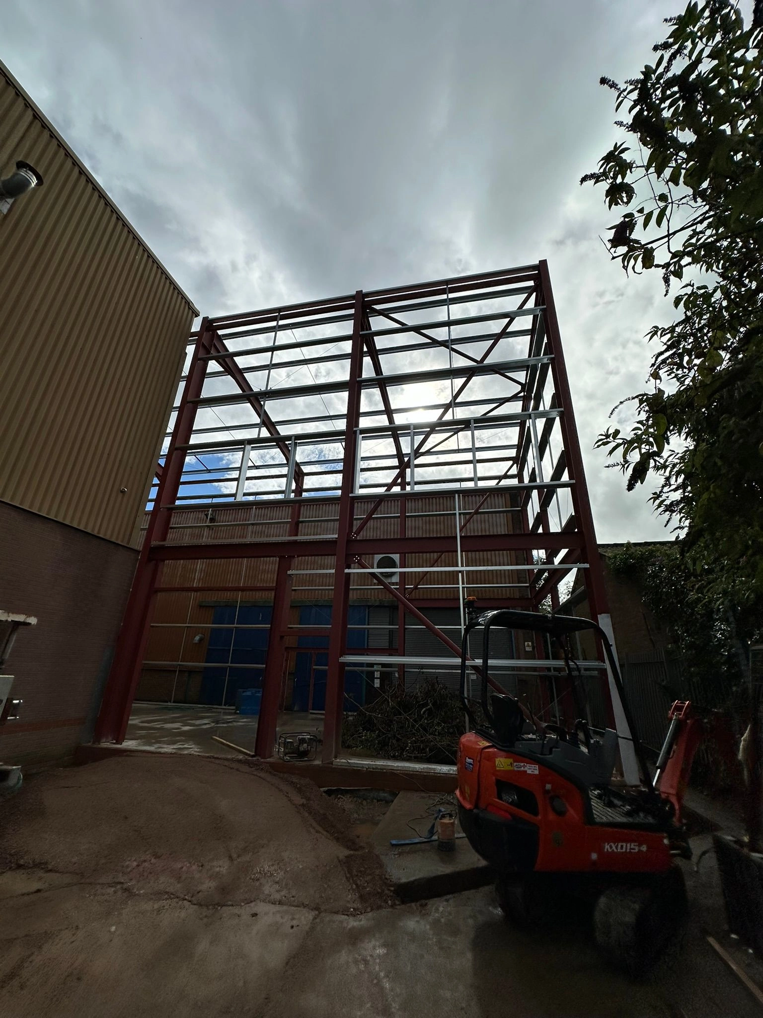 showing the rear of the structure with its anti-corrosive primer.