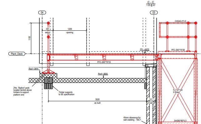 CAD design drawing of an industrial service gantry