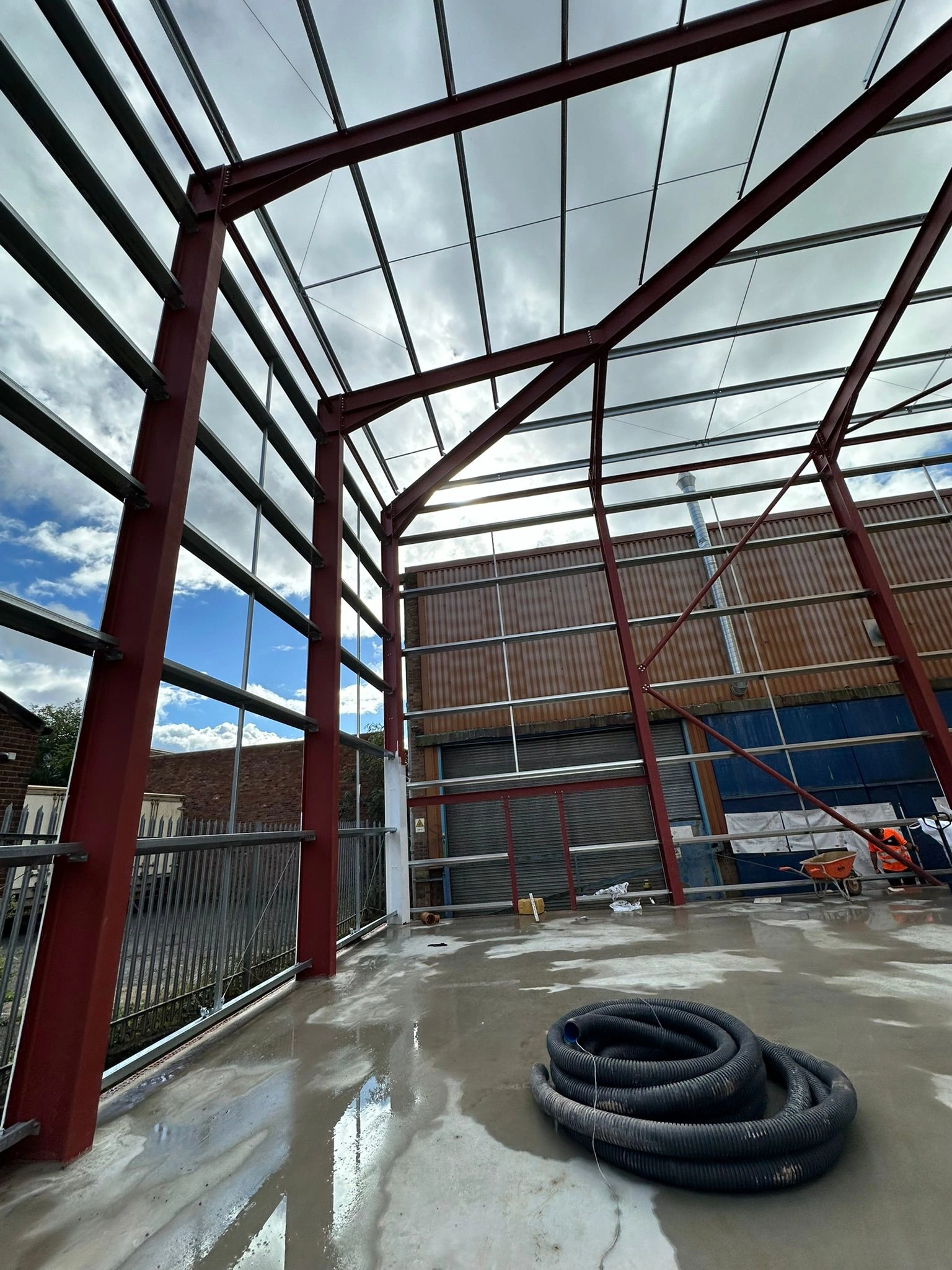 inside view showing the back of the framework building.